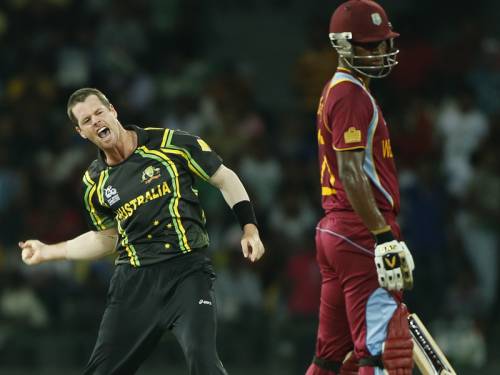 Australia have beaten West Indies in a rain-affected World Twenty20 Group B match in Colombo. (AAP)